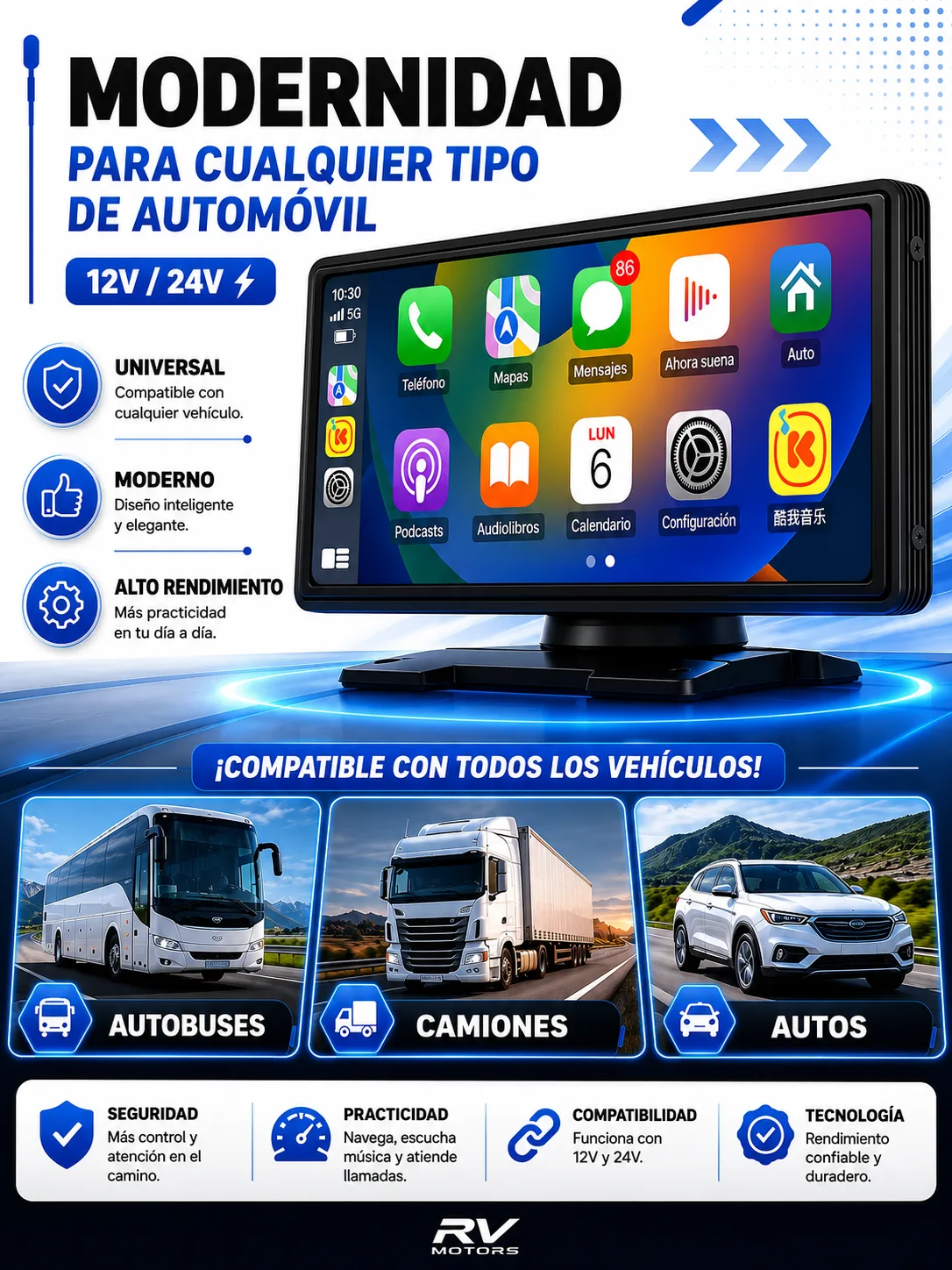 Pantalla Multimedia RV Motors — 7